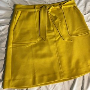 LOFT yellow belted a-line skirt - size 10p